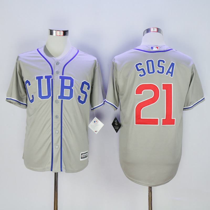 Men Chicago Cubs #21 Sosa Grey CUBS MLB Jerseys